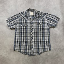 Route Sixty Six Shirt Mens Large Check Western Plaid Biker Button Down, Black