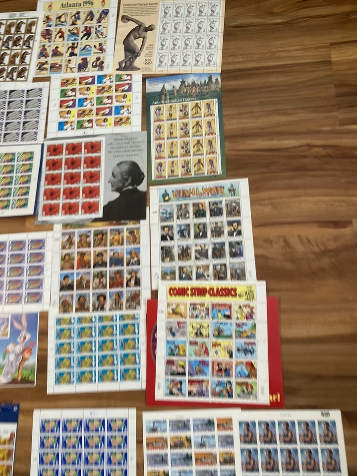 US UNUSED STAMPS, SHEETS & BOOKLETS ALL DIFFERENT LOT FV Stamps 1980s -1990s  - Image 2 of 4