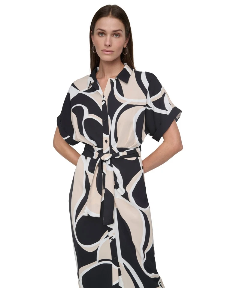 Maxi Vestido Camisa DKNY Estampado Multicolor, Mujer Talla M Foto 3 de 4