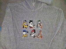 Vintage 90s Disney Store Fleece Hoodie Large Mickey Goofy Donald Pluto Minnie