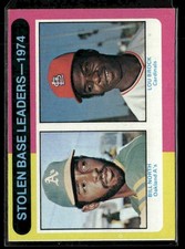 1975 Topps #309 1974 Stolen Base Leaders (Bill North / Lou Brock)