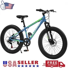 24" Fat Bike Shimano 7-Speed Disc Brakes,High-Carbon Steel Frame,4" Tire Bicycle