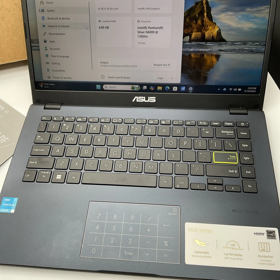 华硕 14 英寸笔记本电脑 E410KA-PM464 – 英特尔 N6000、4GB RAM、64GB 存储、Windows 11 — 第 4/4 张图片