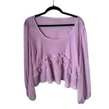 Abercrombie  Fitch Women's Ruffle Sheer Balloon Sleeve Blouse in Pink Size XL