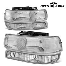 Open-boxfor Silverado 1999-2002 Chrome Housing Clear Cornerbumper Headlight