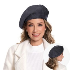 Cashmere Knitted Women Beret, French Style Double Layer Winter Autumn Warm an...