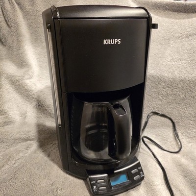 Krups FME2 12 Cup Drip Coffee Maker Black W/Glass Carafe Tested Working