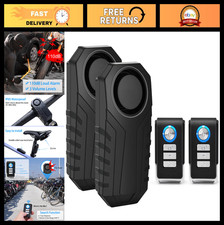 Wireless Bike Alarm System - 2 Pack Anti-Theft Security with Remote, 113dB Loud,