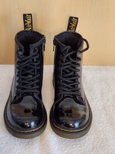 Kids Black Doc Martens 1460J/Size 1 Lace Up with Zipper On The Side
