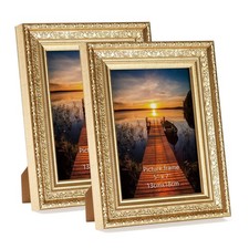 Edenseelake 5x7 Picture Frames Set of 2, Vintage Gold Photo Frame 5 by 7 for ...