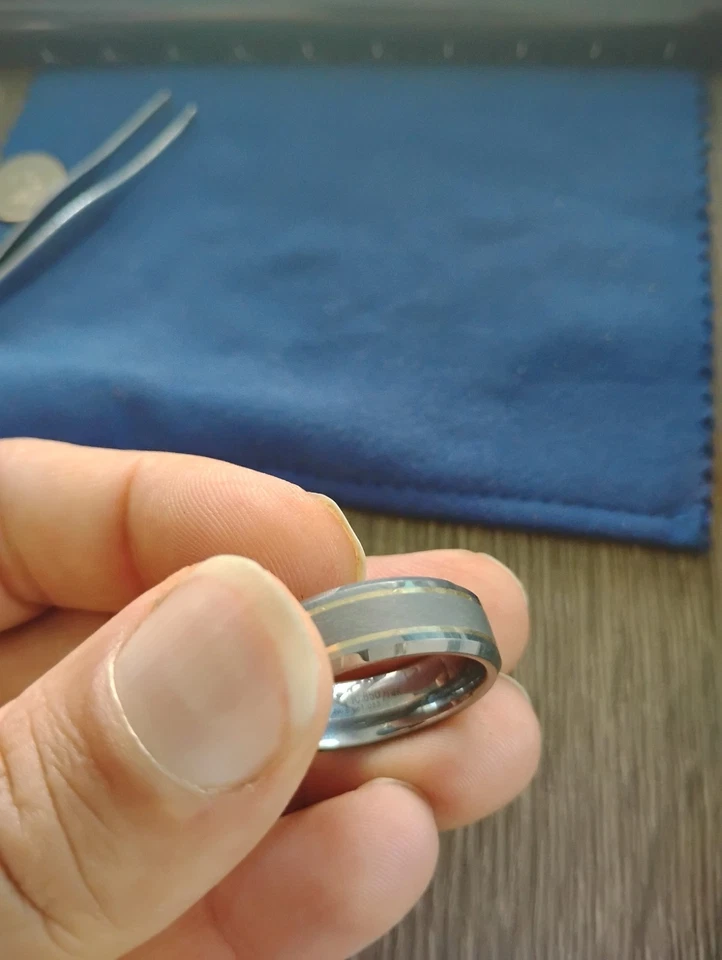 Triton Tungsten Carbide TC 850 / 14k Yellow Gold Sz 13 Band Ring Free Shipping  - Image 4 of 4