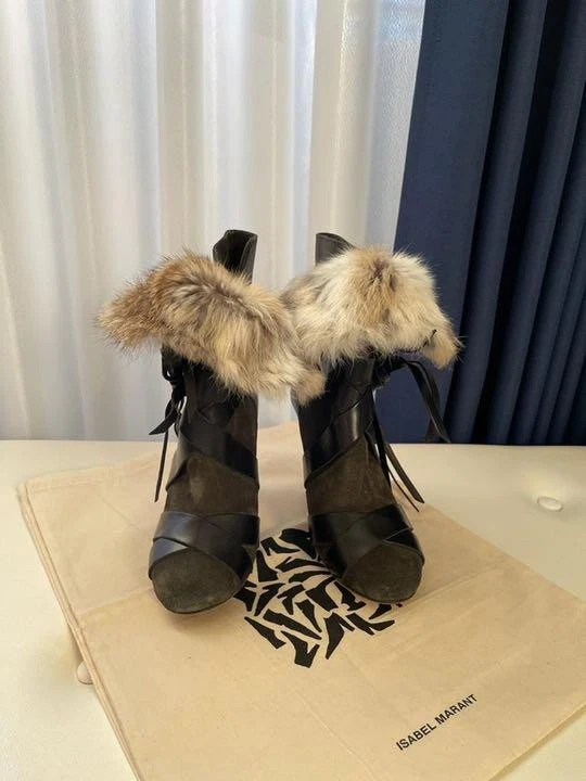 ISABEL MARANT Botines con cordones Botín Gamuza Verde Punta para mujer 36 US6 - Imagen 2 de 4