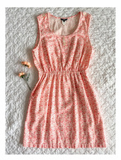 J.Crew Cotton Linen Pink Floral Sleeveless Elastic Waist Mini Dress Size 6