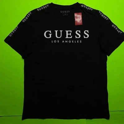 GUESS Los Angeles Men’s Short Sleeve T-Shirt Size MEDIUM Black w/White NEW - Image 1 of 4