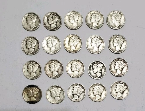 BUNDLE FOR JEM777 --Lot Of 20 Mercury DIMES US Coins Pre 1964 Variety