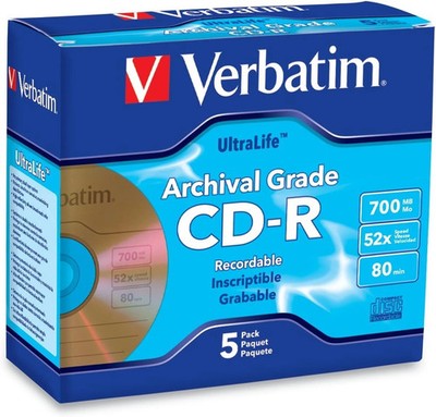 700MB 52X Ultralife Archival Grade Gold Recordable Disc CD-R, 5-Disc Jewel Case