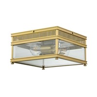 AußEnleuchte Messing Glas B: 30Cm IP44 2X E27 Eckig Deckenlampe Eingang Terrasse