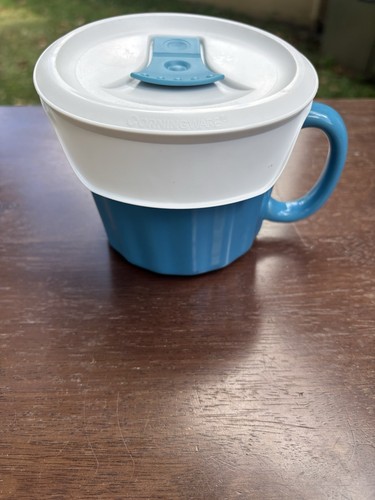 Tazza in gres Corning Ware colori zuppa blu peperoncino 16 oz con coperchio forno sicuro - Foto 6 di 14