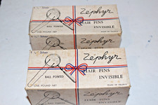 Vintage Zephyr Silver Bobby Hair Pins 1.75  Invisible Crimped Ball Point 2 Boxes
