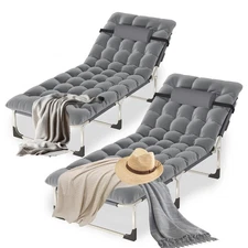 Adult folding camping bed/recliner with adjustable tilt angle (two units)