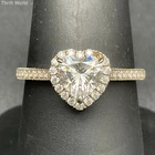 10K White Gold Heart Halo Ring Size 8 Tests Diamond .8ct 1.8g Missing Stone