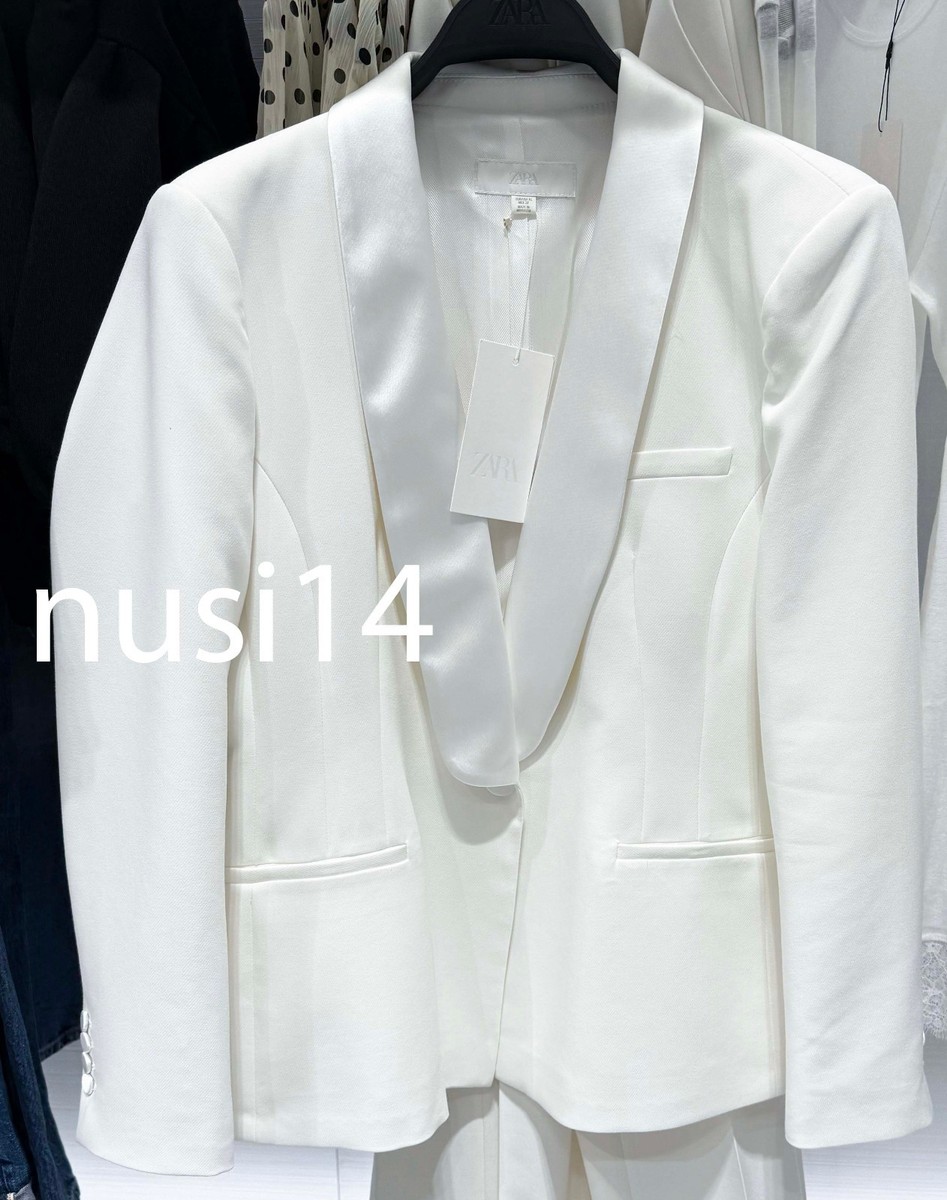 ZARA レザージャケット　ホワイト 最終値下げ 超希少 新品 ZARA 本革 レザー ライダース ジャケット L 42