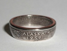 "Sealed" ALASKA US STATE QUARTER handcrafted coin ring or pendant size 4-14
