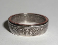 "Sealed"  ALASKA  US STATE QUARTER handcrafted  coin ring or pendant size 4-14