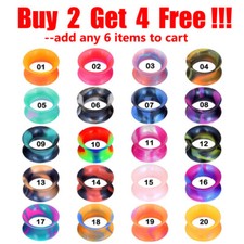 2PCS Soft Silicone Ear Gauges Flesh Tunnels Plugs Stretchers Expander Camouflage