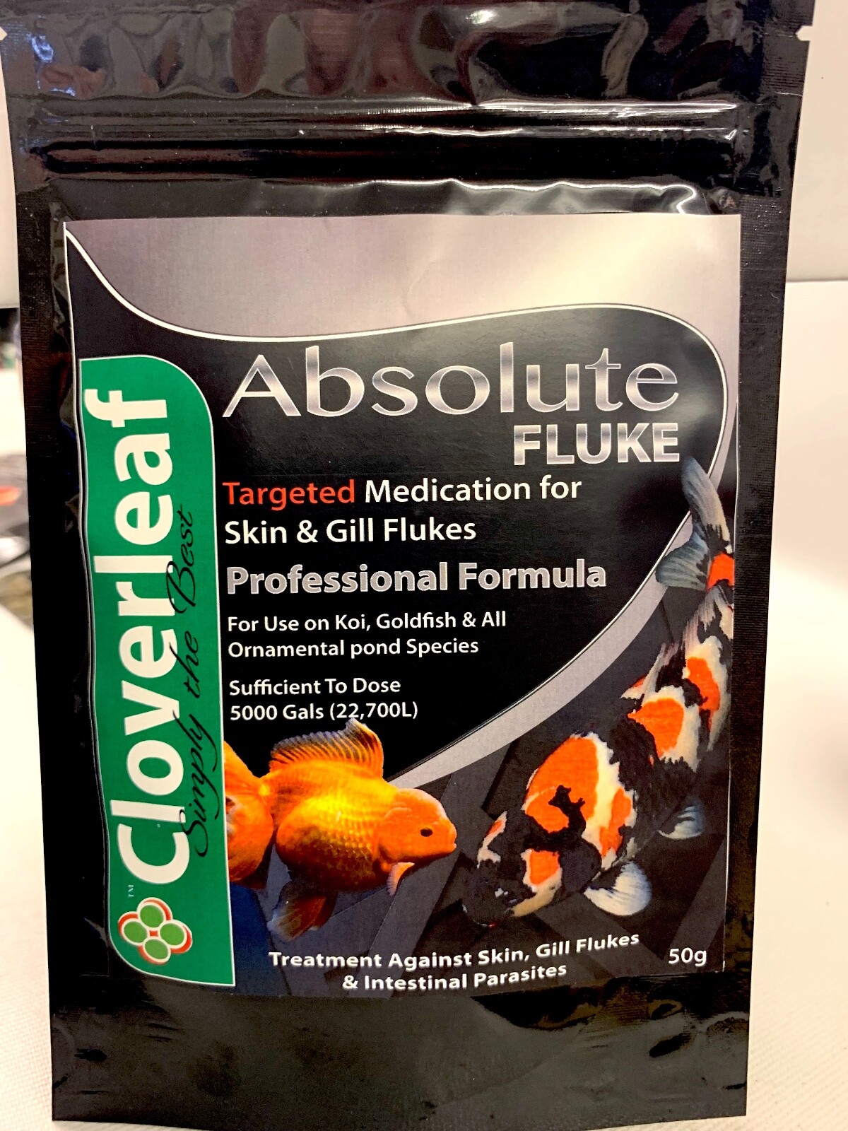 Cloverleaf Absolute Fluke 50g Parasite Koi Treatment Skin Gill Flukes