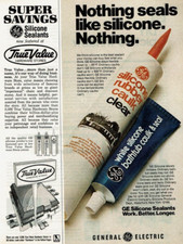 1977 Vintage Print Ad General Electric GE Silicone Sealants True Value Hardware