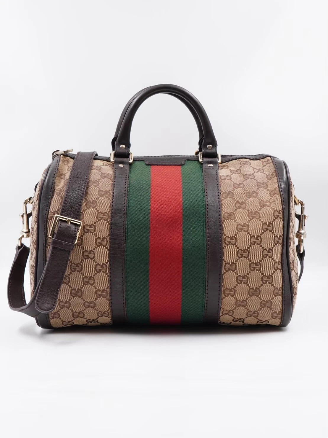 BC05❤️GUCCI GG monogramme toile vintage Boston