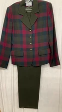 COLLECTIONS FOR LE SUIT - 2 PC LINED SUIT W/BUTTON DOWN PLAID JACKET -SZ 8