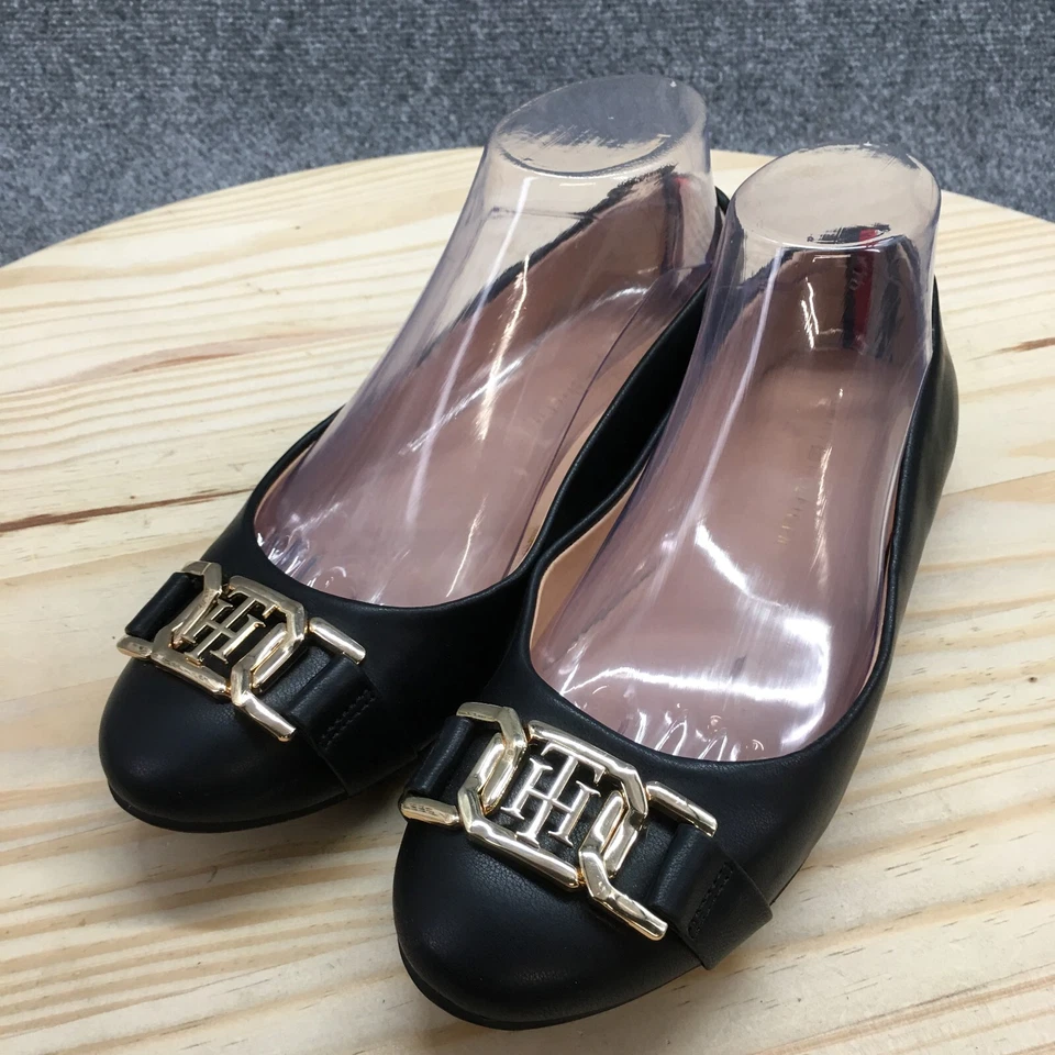 Tommy Hilfiger Shoes Womens 7 M Gallyne Flats Black Faux Leather Casual Low Top - Image 3 of 4