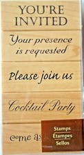 INVITATIONS INVITE Rubber Stamps 184584 Recollections Set of 5 Brand NEW words