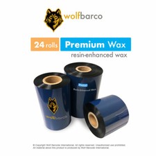 24 Roll 2.52x1476/64mmx450m Resin-Enhanced Wax Thermal Transfer Ribbon for Zebra