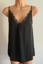 M&S DUVET DAY DREAMS BLACK SILKY SATIN CAMISOLE CAMI TOP NWOT 6-22 MATCHING ITEM