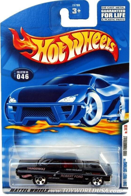 2001 Hot Wheels #046 First Edition Ford Thunderbolt black
