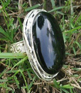 Black Onyx Ring Large Ring Sterling Silver Friendship Ring Healing Crystal Ring Ebay
