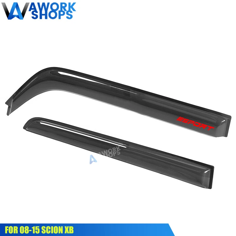 Fits 08-15 Scion xB Window Visors Vent Rain Guard Shade w/ Red Sport - Image 3 of 4