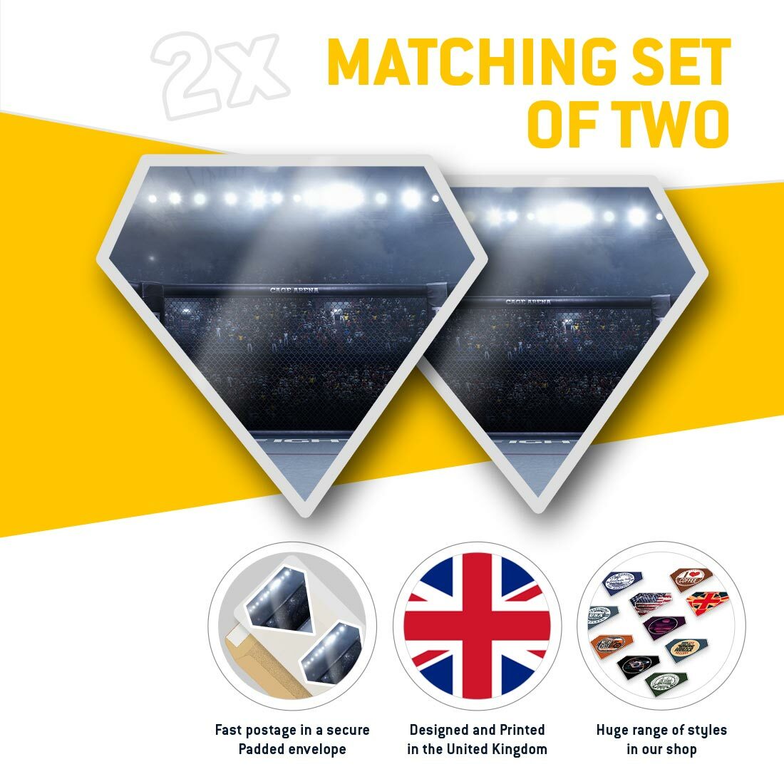 2 x Diamond Stickers 7.5 cm - MMA Fighting Ring Boxing  #3475 view 2
