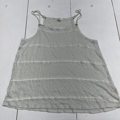 Dylan Blue Linen Eyelet Crotchet Tank Top Women s Size Small