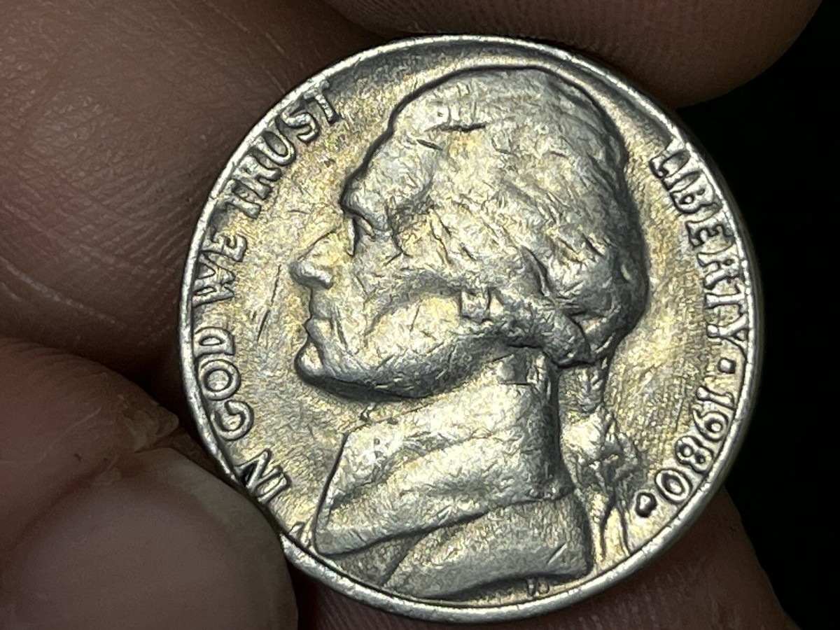 DEAD◎USA製 80s Key ヘビネル 好配色 レアBIGサイズ3XL◎ 1980 Jefferson P Nickel DDO ERROR Fat Letters All Around! | eBay