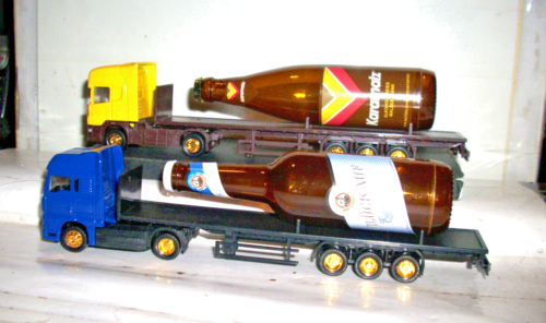 (06-P) 2 LKW, Karamalz + Glückauf Biere. Scania + MAN Sattelzug mit Bierflasche, - Bild 1 von 1