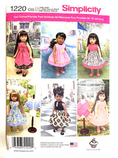Simplicity Doll Clothes Sewing Patterns Uncut 1220 for 18" Dolls, 24 pieces