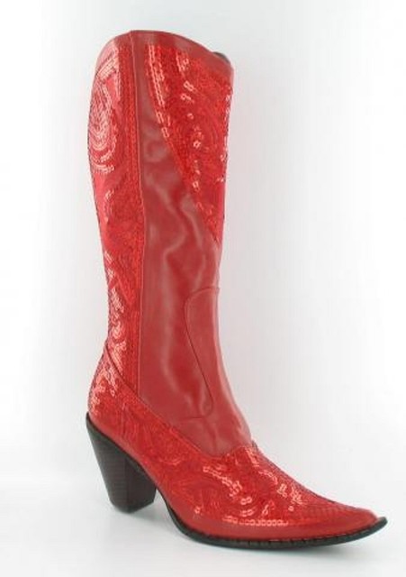 red sequin cowboy boots