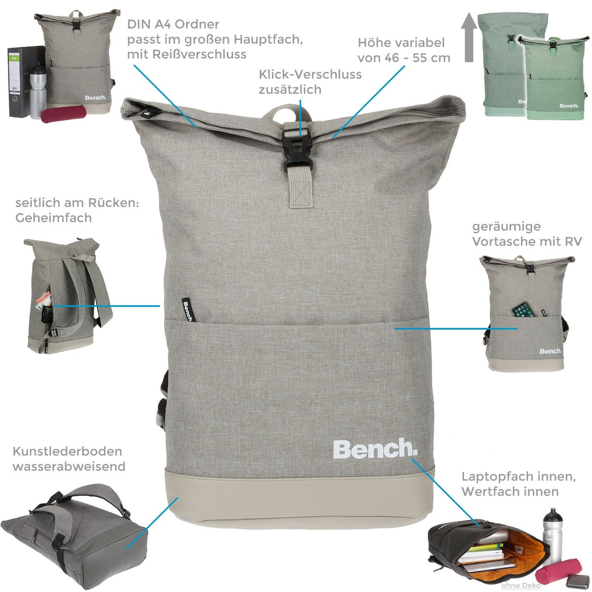 Leaf Wood Roll-Top Rucksack / Kurierrucksack
