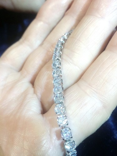 4 mm Bracciale Uomo Donna Tennis SWAROVSKI ELEMENTS ORIGINALI Rodiato Argento - Foto 9 di 13