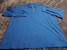 King Size Shirt Mens 4XL Polo Big  Tall Long Sleeve Blue
