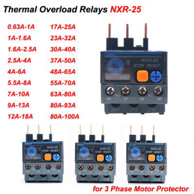Thermisches Überlastschutzrelais NXR-25 3 Phase Überlastrelais 0.63Amp-100 Amp